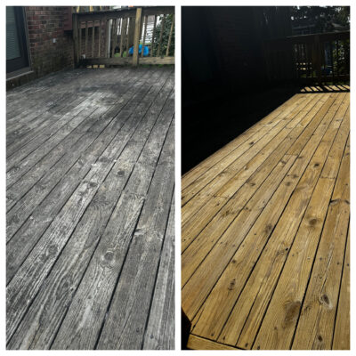 before and after photos of deck cleaning